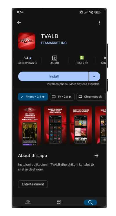 Shiko TV shqip ne Android